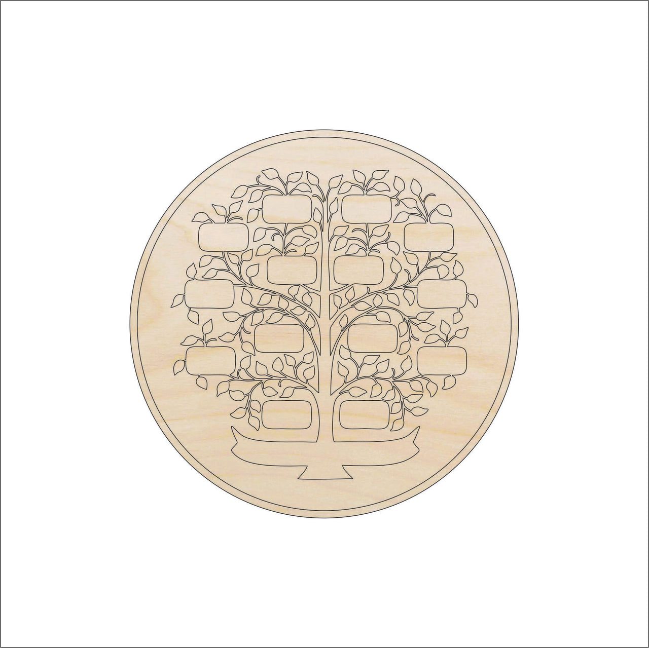 Family Tree Wood Craft Shape - Laser Cut Baltic Birch Unfinished DIY Wood Art Supplies DSN5 - The Wood Shape Store