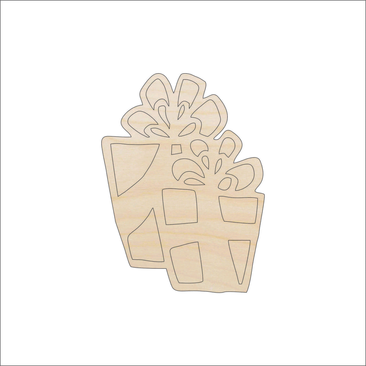Present Wood Craft Shape - Laser Cut Baltic Birch Unfinished DIY Wood Art Supplies XTR110 - The Wood Shape Store