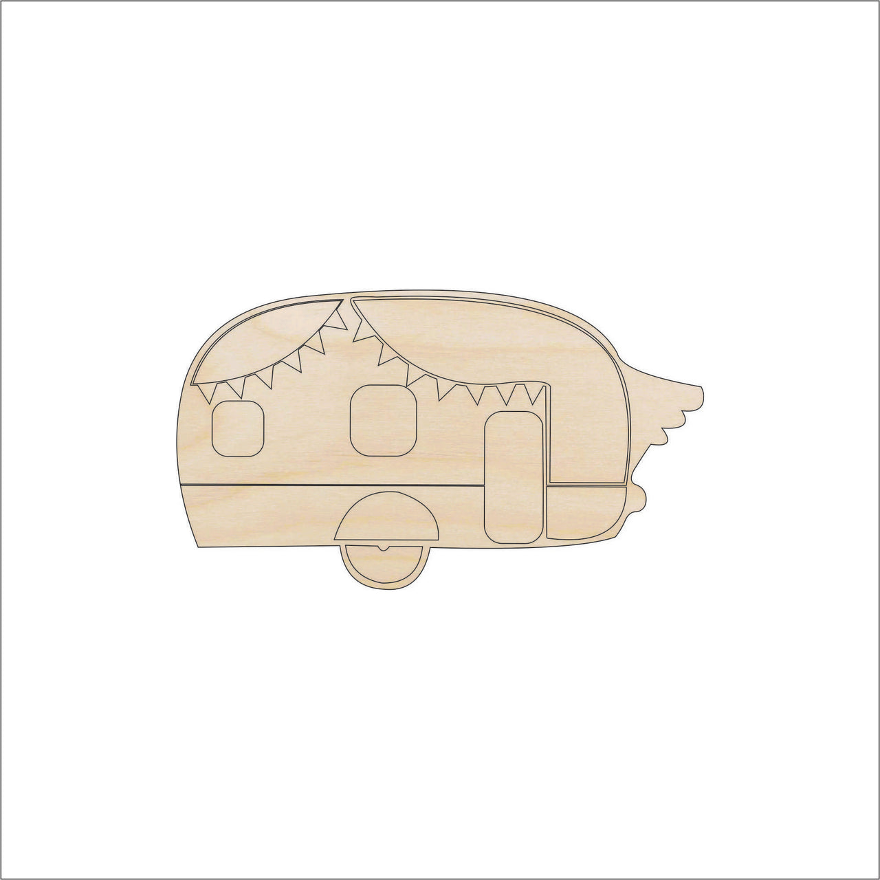 Camper Wood Craft Shape - Laser Cut Baltic Birch Unfinished DIY Wood Art Supplies CAR75 - The Wood Shape Store