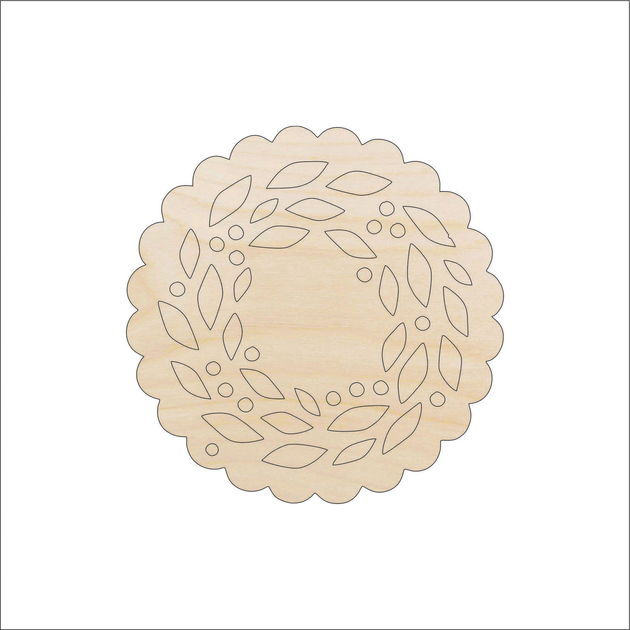 Wreath Wood Craft Shape - Laser Cut Baltic Birch Unfinished DIY Wood Art Supplies XMS68 - The Wood Shape Store