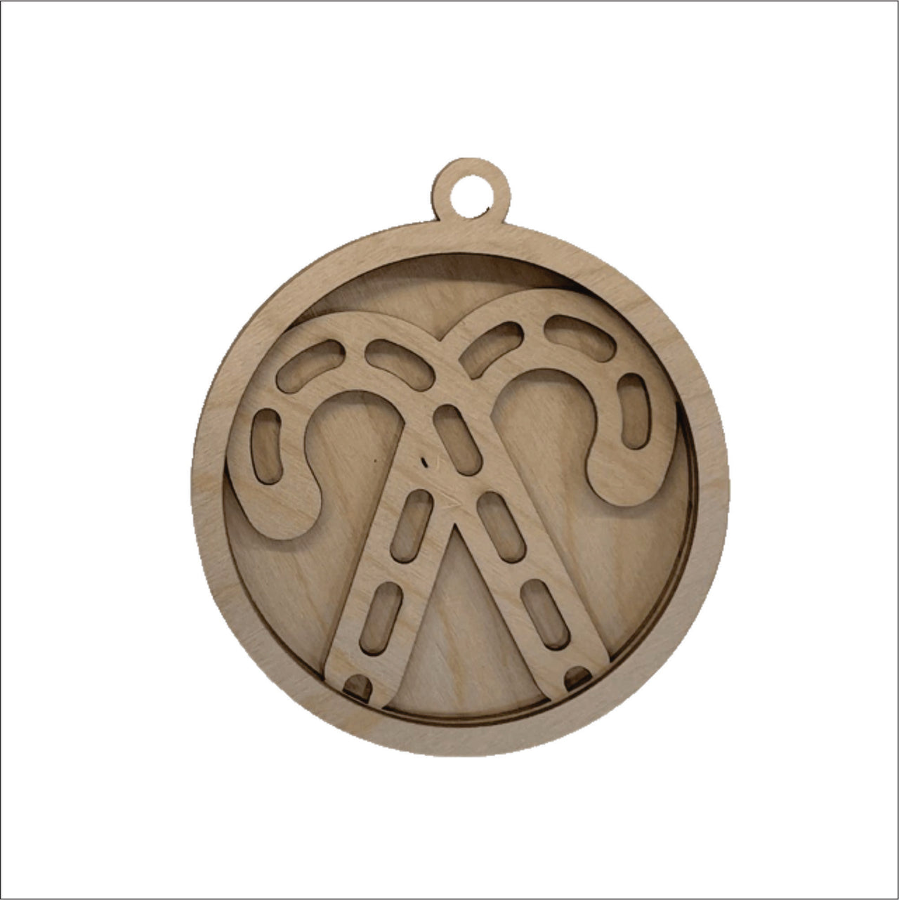 Candy Cane 3D Laser Cut Ornament – Baltic Birch Wood Craft Supplies | DIY Ornament Kit XM22 - The Wood Shape Store