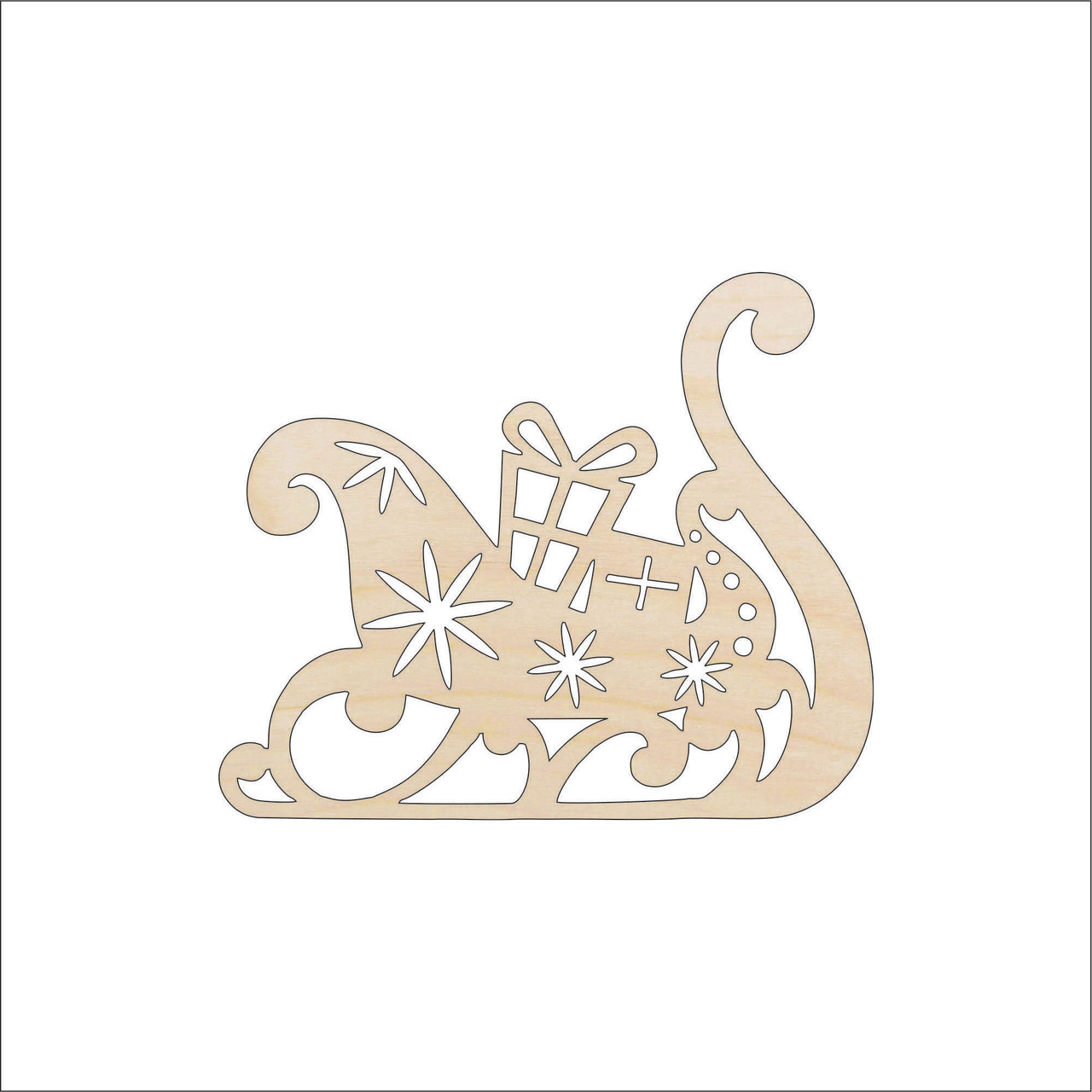 Sleigh Wood Craft Shape - Laser Cut Baltic Birch Unfinished DIY Wood Art Supplies XMS77 - The Wood Shape Store