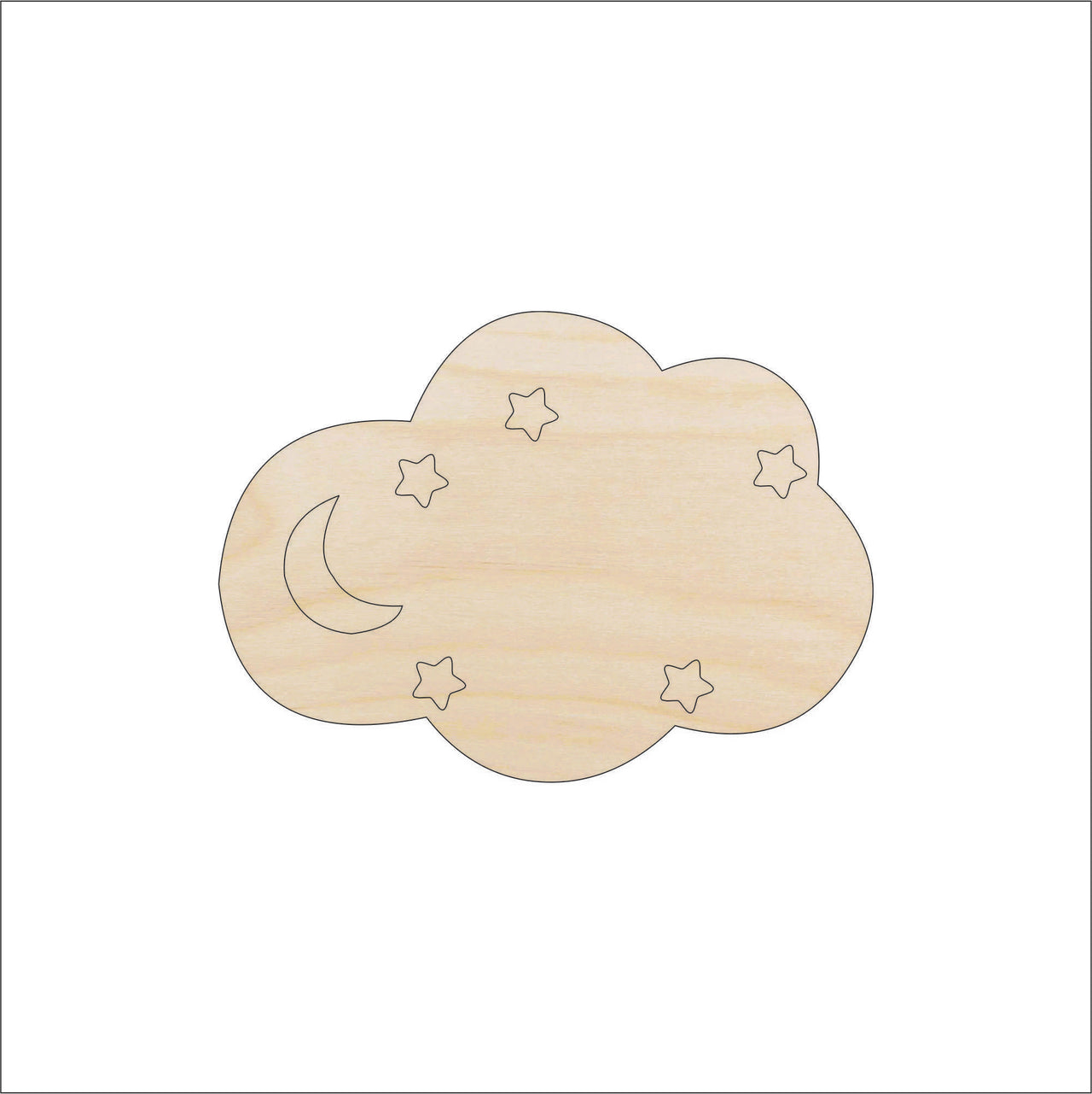 Cloud Wood Craft Shape - Laser Cut Baltic Birch Unfinished DIY Wood Art Supplies SKY71 - The Wood Shape Store