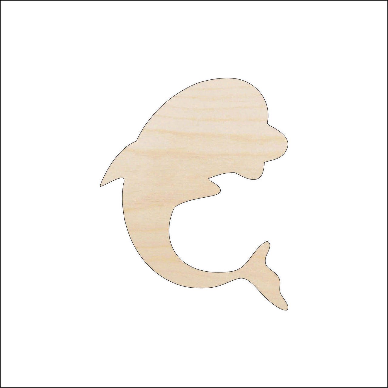 Dolphin Wood Craft Shape - Laser Cut Baltic Birch Unfinished DIY Wood Art Supplies SEA47 - The Wood Shape Store