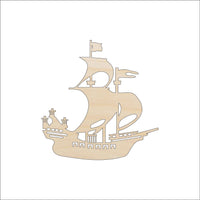 Pirate Ship Wood Craft Shape - Laser Cut Baltic Birch Unfinished DIY Wood Art Supplies BOT14 - The Wood Shape Store
