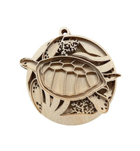 Sea Turtle 3D Laser Cut Ornament - Baltic Birch Wood craft Supplies l Wood Ornament Kit BC8 - The Wood Shape Store