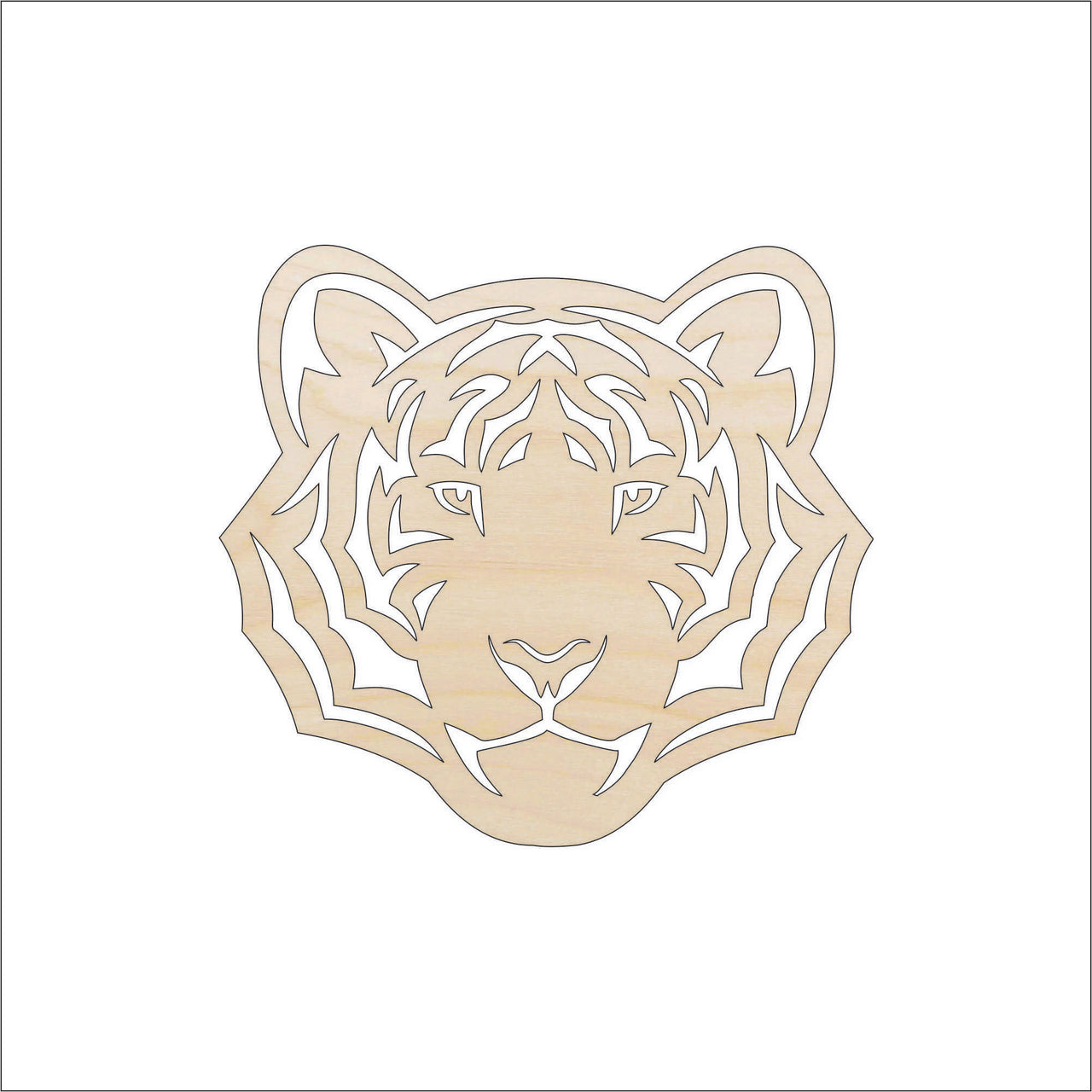 Tiger Wood Craft Shape - Laser Cut Baltic Birch Unfinished DIY Wood Art Supplies CAT193 - The Wood Shape Store