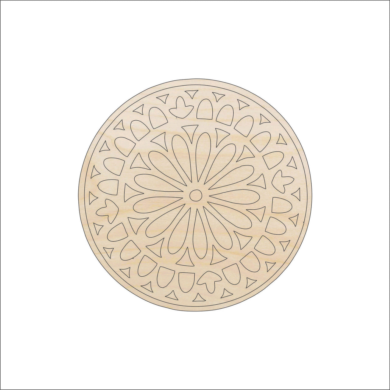 Flower Design Wood Craft Shape - Laser Cut Baltic Birch Unfinished DIY Wood Art Supplies CSTR14 - The Wood Shape Store