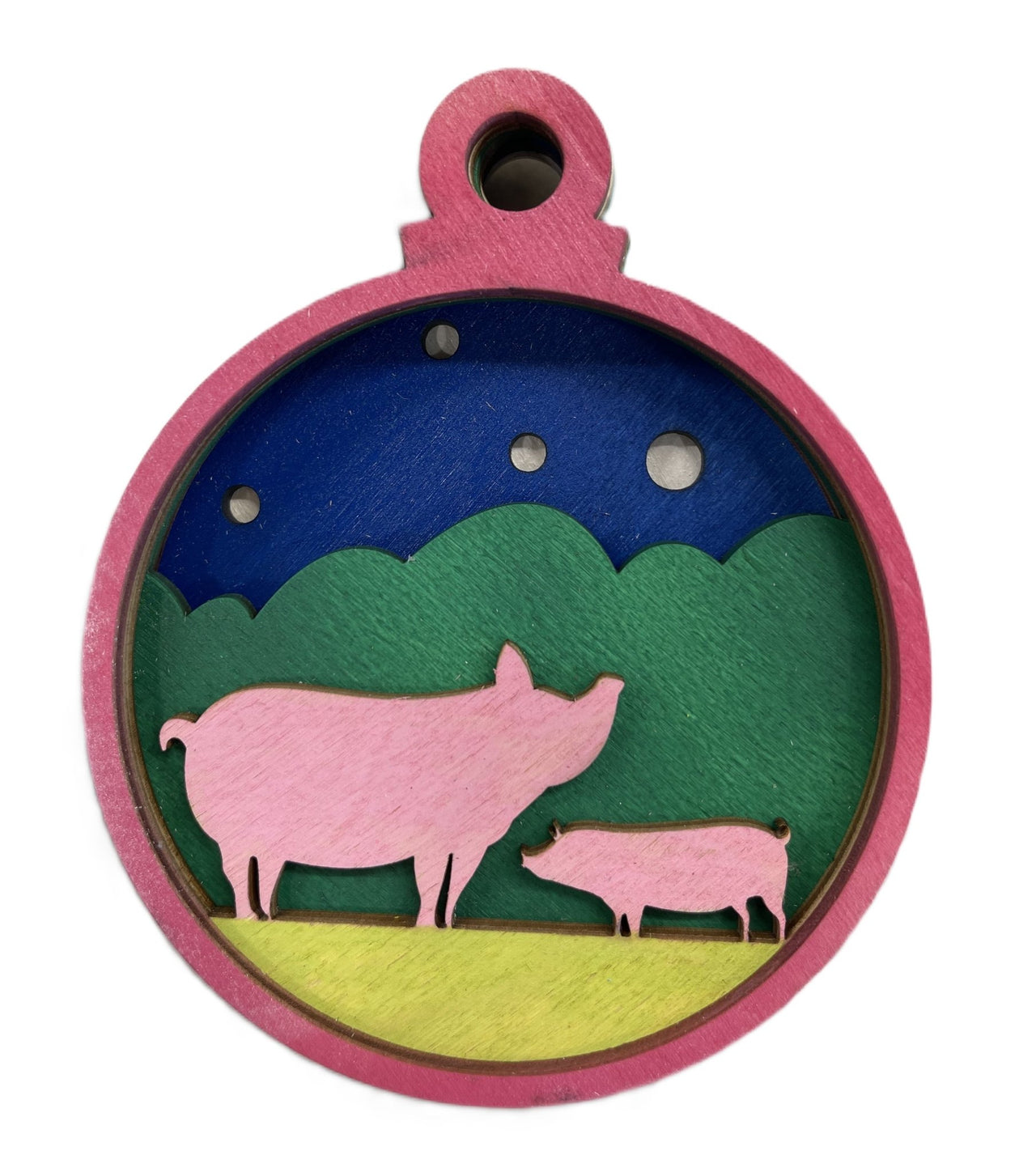 Pig 3D Laser Cut Ornament – Baltic Birch Wood Craft Supplies | DIY Wood Ornament Kit AN19 - The Wood Shape Store