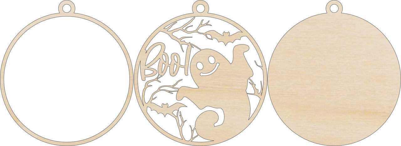 Ghost 3D Laser Cut Ornament – Baltic Birch Wood Craft Supplies | DIY Wood Ornament Kit HA20 - The Wood Shape Store