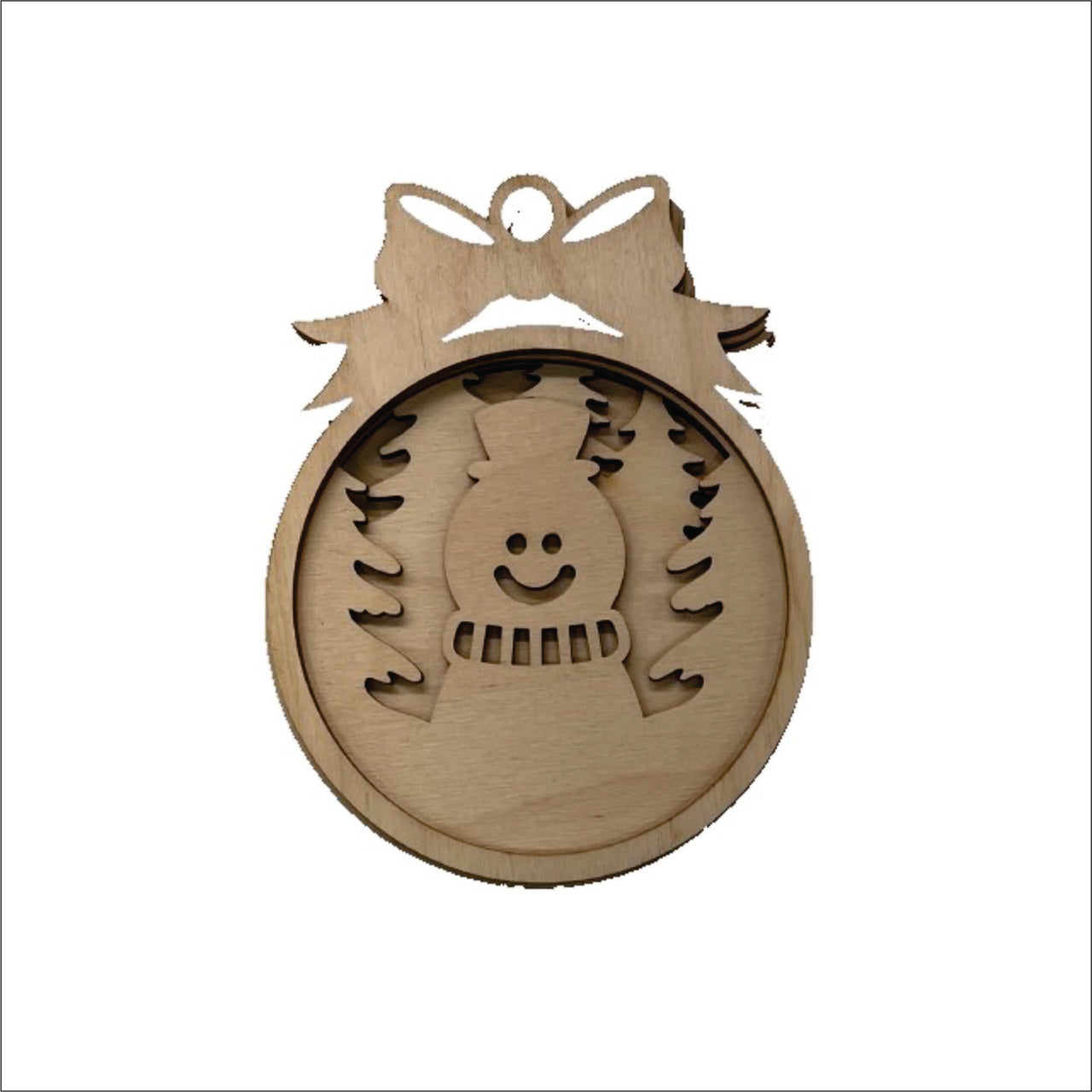 Snowman 3D Laser Cut Ornament – Baltic Birch Wood Craft Supplies | DIY Wood Ornament Kit XM74 - The Wood Shape Store