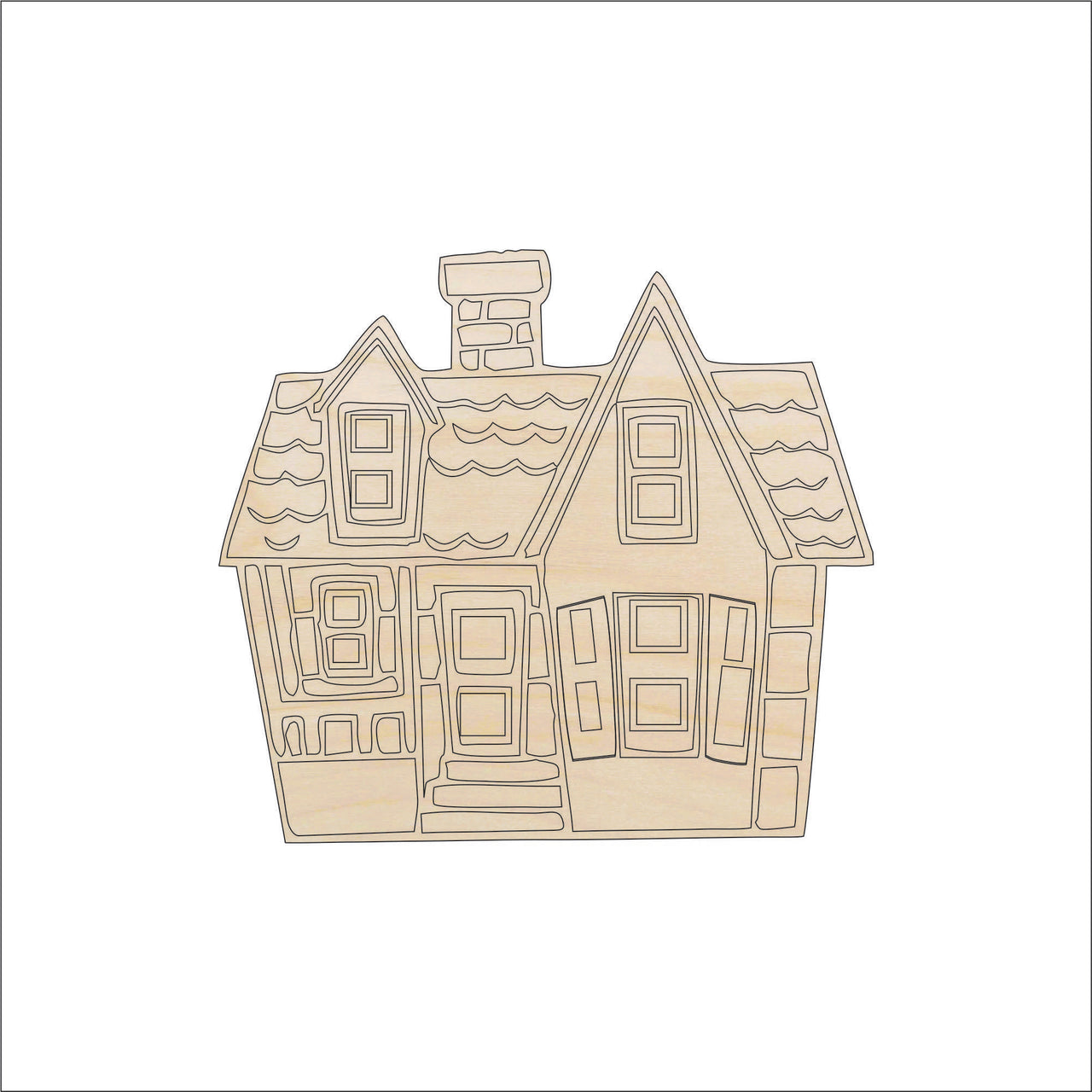 House Wood Craft Shape – Laser Cut Baltic Birch Unfinished DIY Wood Art Supplies BLD95 - The Wood Shape Store