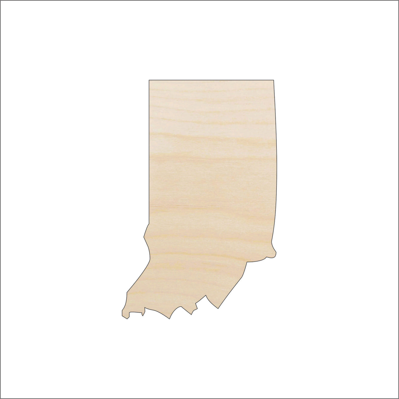 Indiana US Wood Craft Shape - Laser Cut Baltic Birch Unfinished DIY Wood Art Supplies STAT62 - The Wood Shape Store