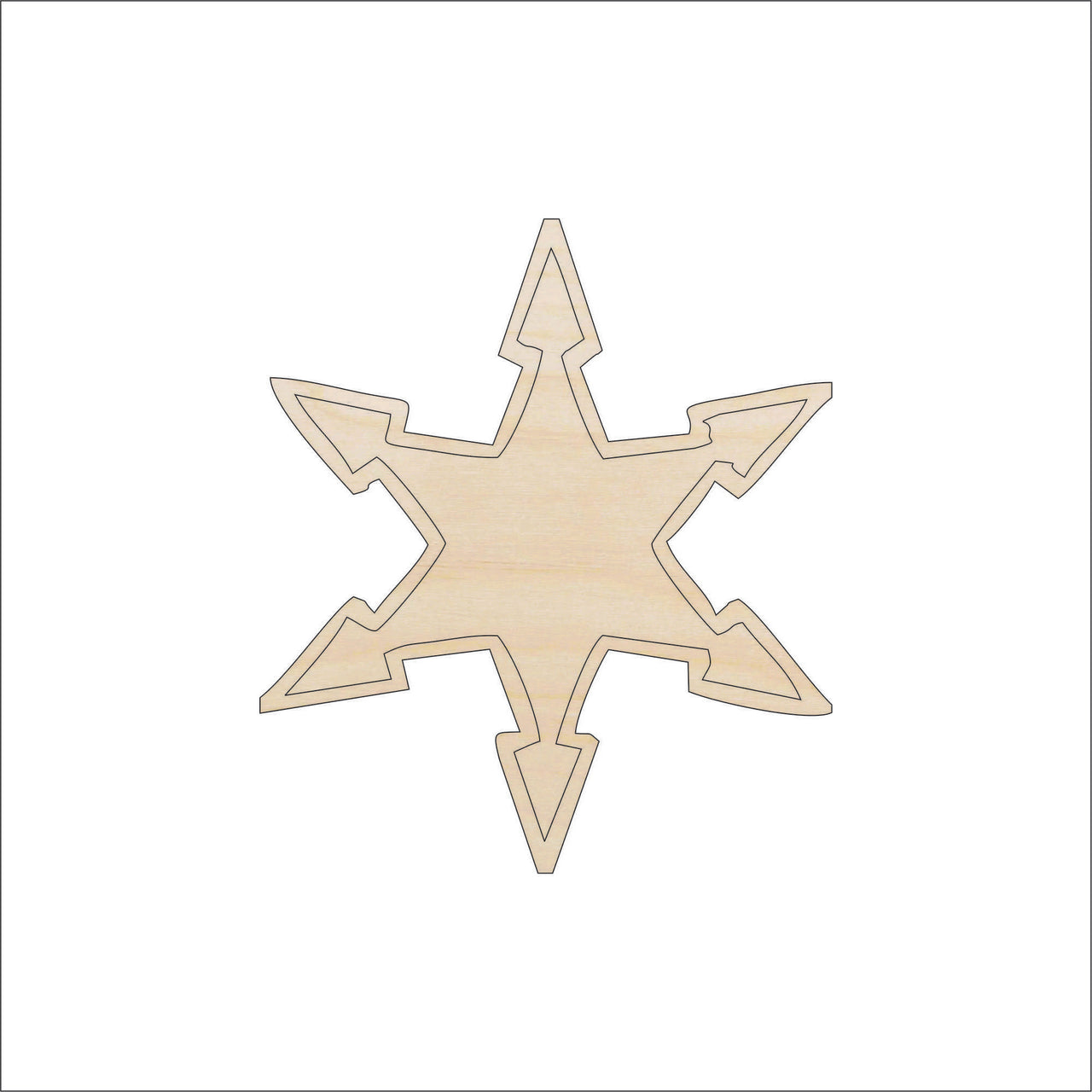 Snowflake Wood Craft Shape - Laser Cut Baltic Birch Unfinished DIY Wood Art Supplies SNW36 - The Wood Shape Store