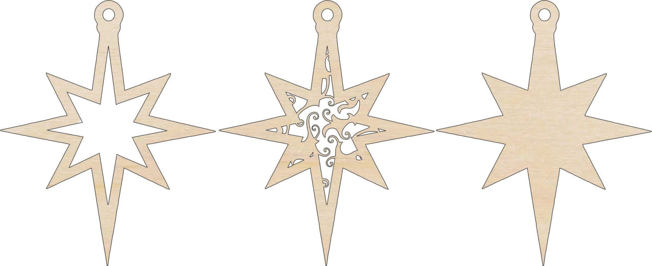 Star 3 3D Laser Cut Ornament – Baltic Birch Wood Craft Supplies | DIY Wood Ornament Kit RE1 - The Wood Shape Store