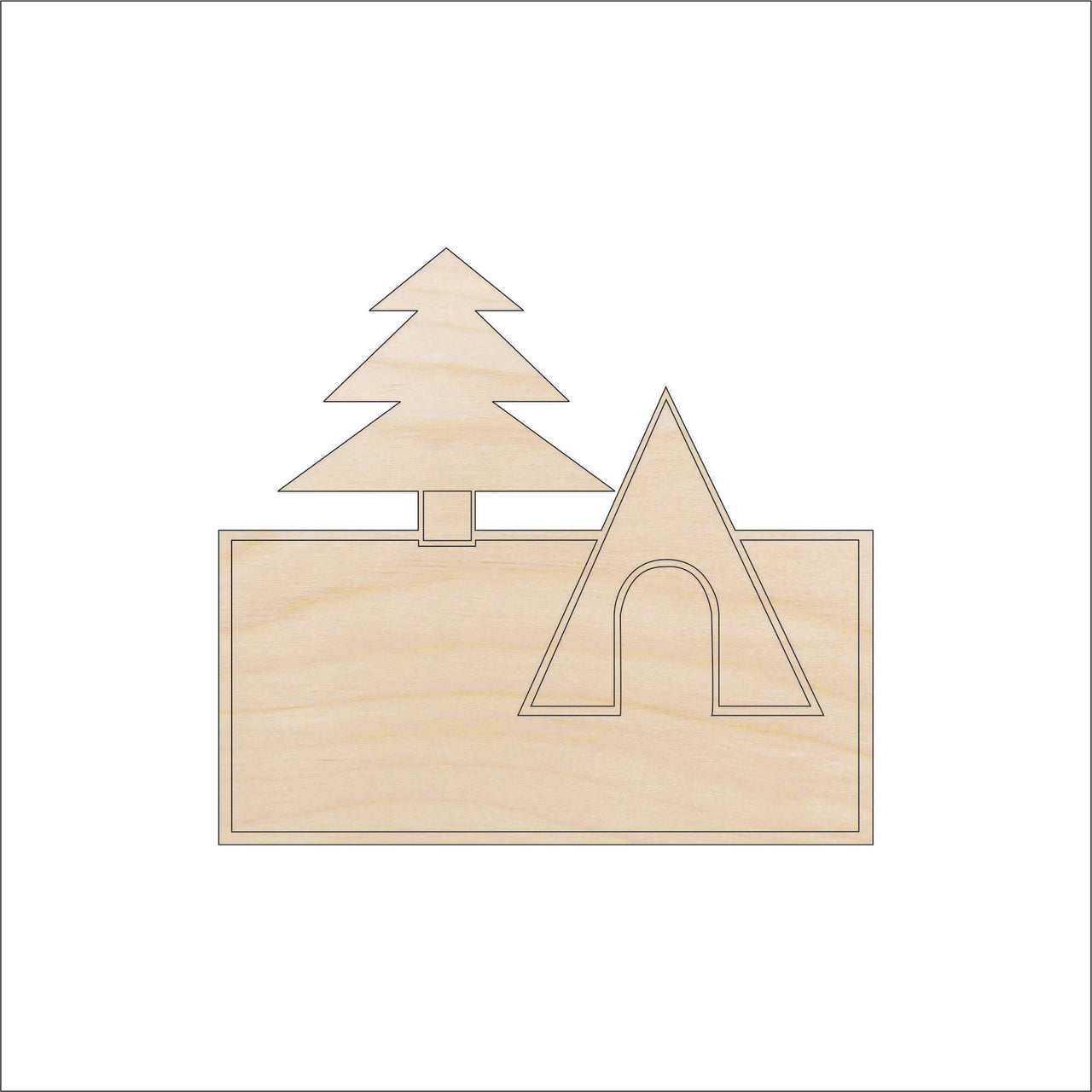 Tent Scene Wood Craft Shape - Laser Cut Baltic Birch Unfinished DIY Wood Art Supplies TRP7 - The Wood Shape Store