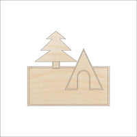 Tent Scene Wood Craft Shape - Laser Cut Baltic Birch Unfinished DIY Wood Art Supplies TRP7 - The Wood Shape Store
