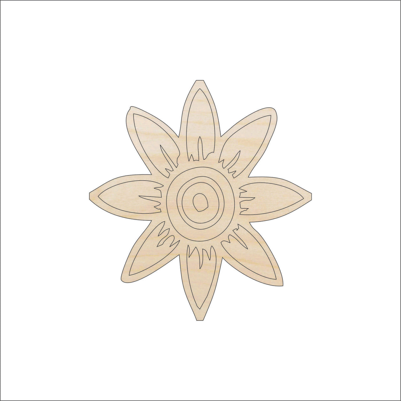 Flower Wood Craft Shape - Laser Cut Baltic Birch Unfinished DIY Wood Art Supplies FLR7 - The Wood Shape Store