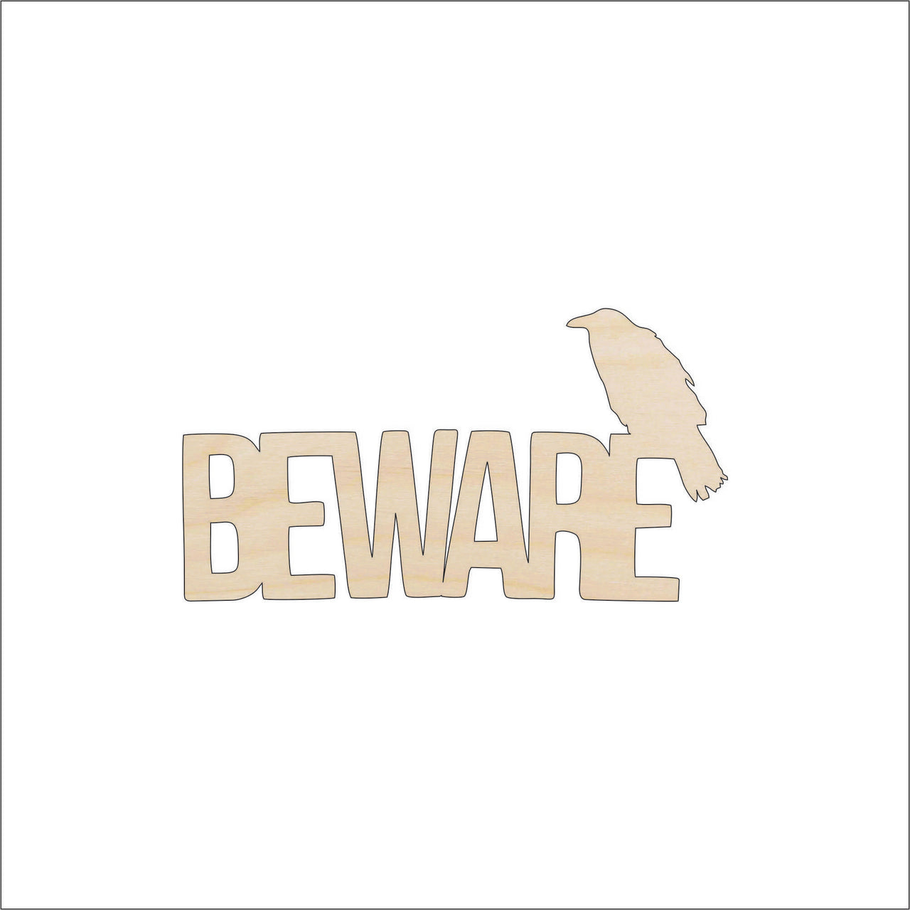 Beware Wood Craft Shape – Laser Cut Baltic Birch Unfinished DIY Art Supplies FAL159 - The Wood Shape Store