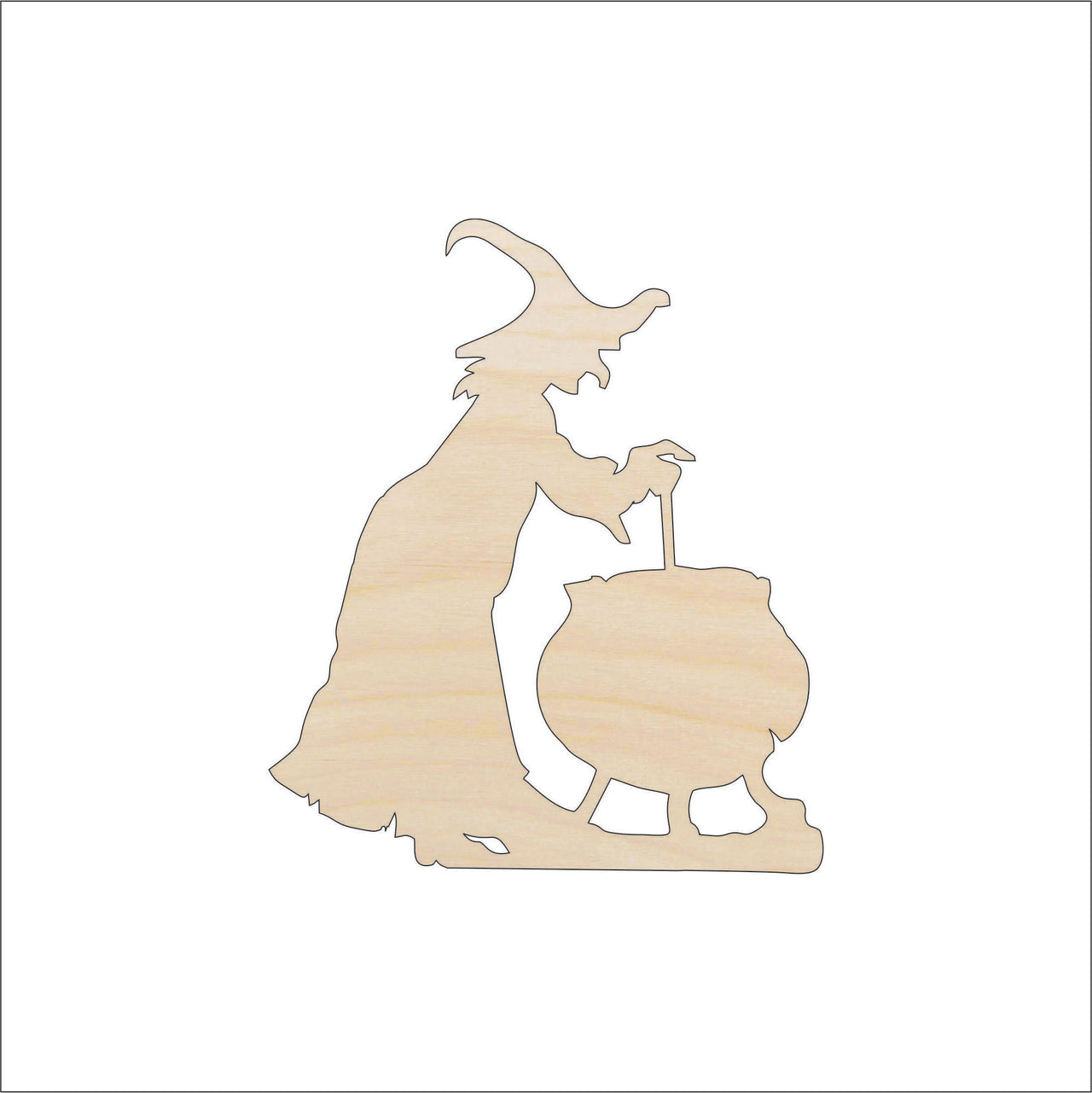 Witch Wood Craft Shape - Laser Cut Baltic Birch Unfinished DIY Wood Art Supplies FAL215 - The Wood Shape Store
