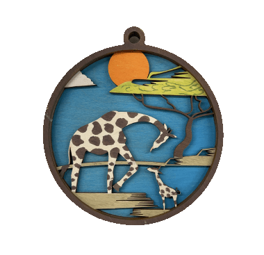 Giraffe 3D Laser Cut Ornament – Baltic Birch Wood Craft Supplies | DIY Wood Ornament Kit AN23 - The Wood Shape Store
