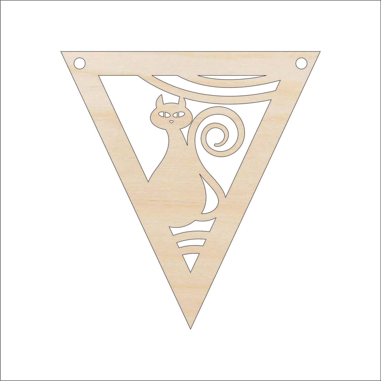 Cat Banner Wood Craft Shape– Laser Cut Baltic Birch Unfinished DIY Art Supplies FAL285 - The Wood Shape Store