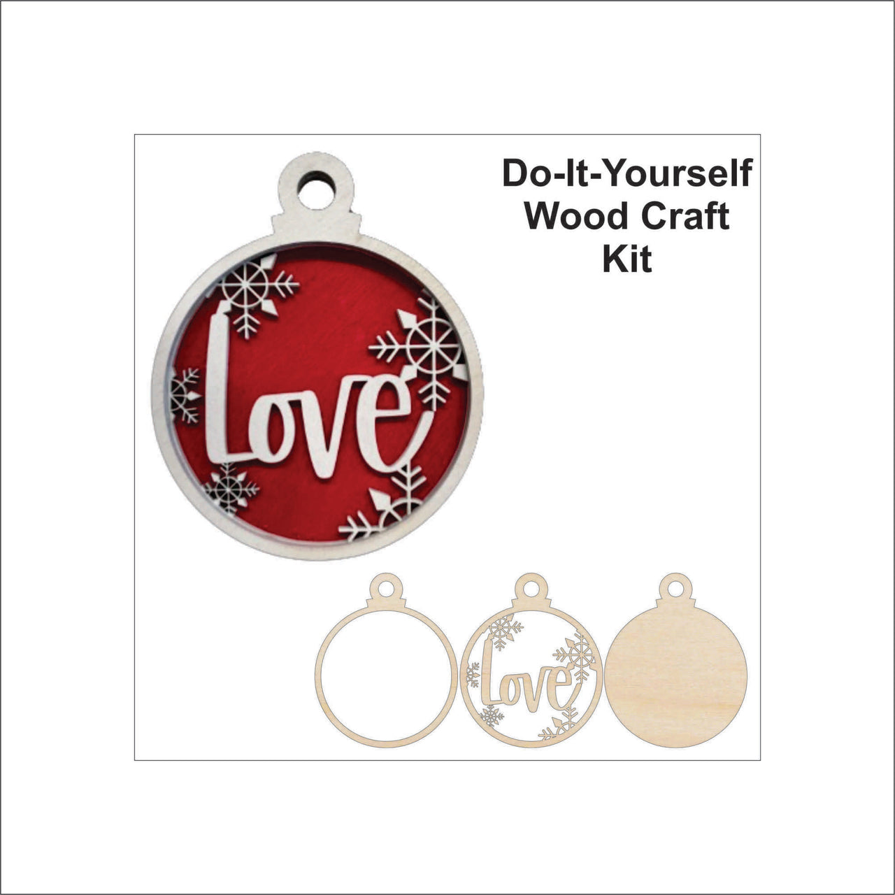 Love 3D Laser Cut Ornament – Baltic Birch Wood Craft Supplies | DIY Wood Ornament Kit VL2 - The Wood Shape Store