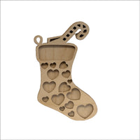 Stocking 3D Laser Cut Ornament – Baltic Birch Wood Craft Supplies | DIY Wood Ornament Kit XM49 - The Wood Shape Store