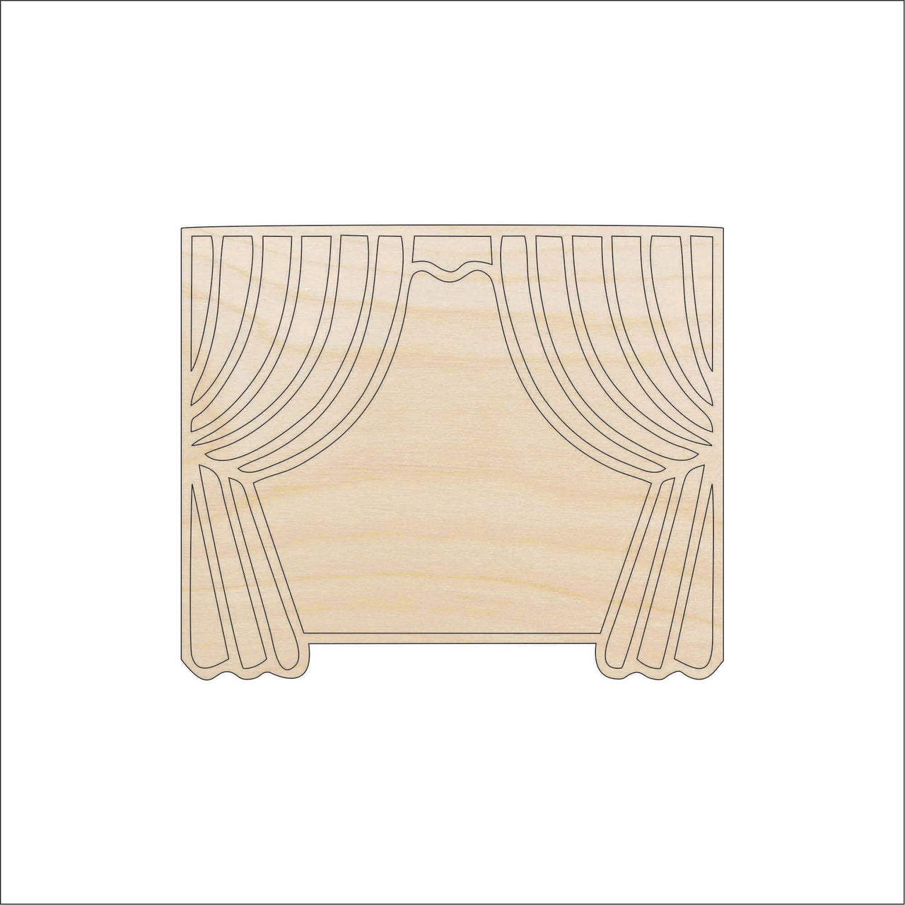 Curtain Wood Craft Shape - Laser Cut Baltic Birch Unfinished DIY Wood Art Supplies MVE65 - The Wood Shape Store