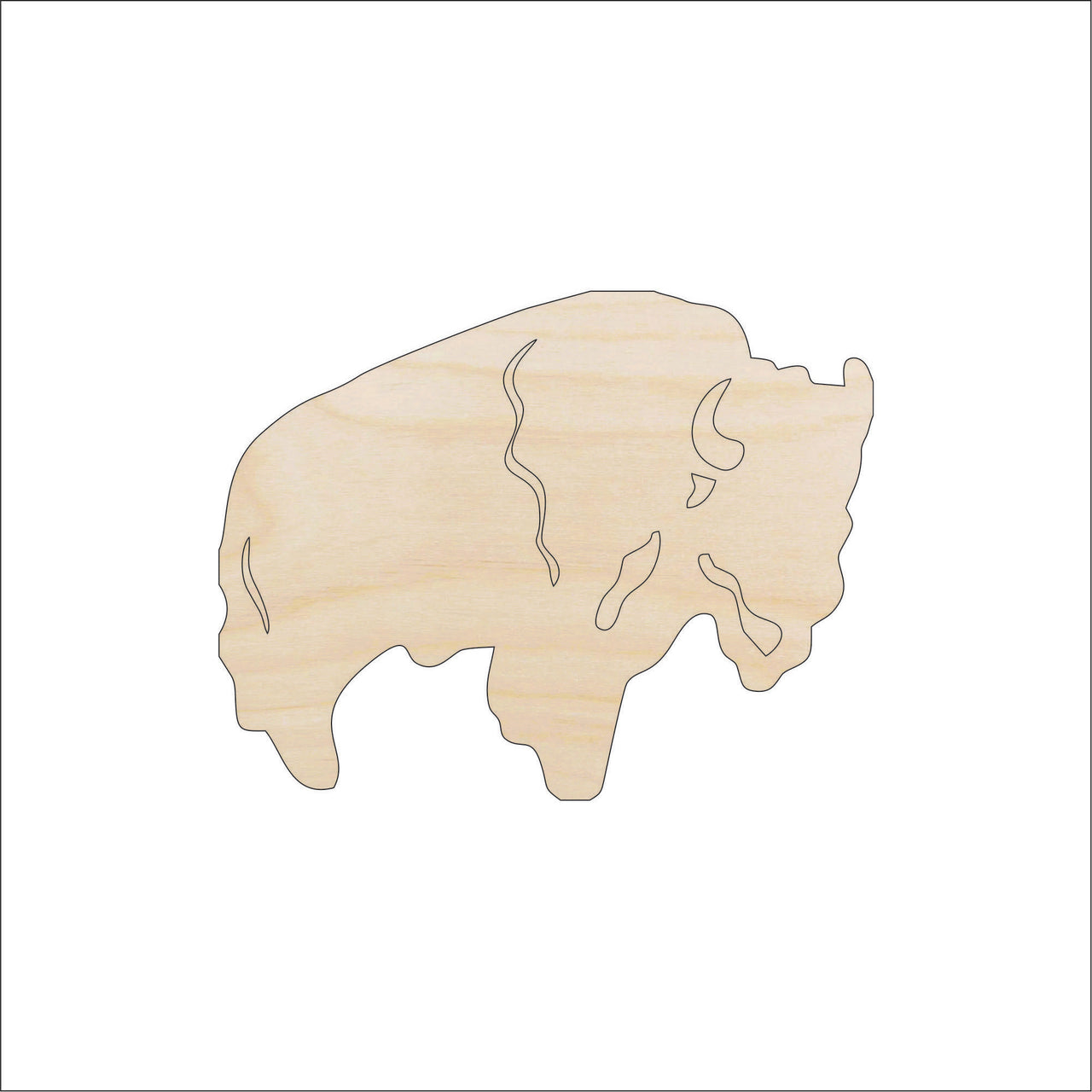Bison Buffalo Wood Craft Shape – Laser Cut Baltic Birch Unfinished DIY Wood Art Supplies ANML69 - The Wood Shape Store