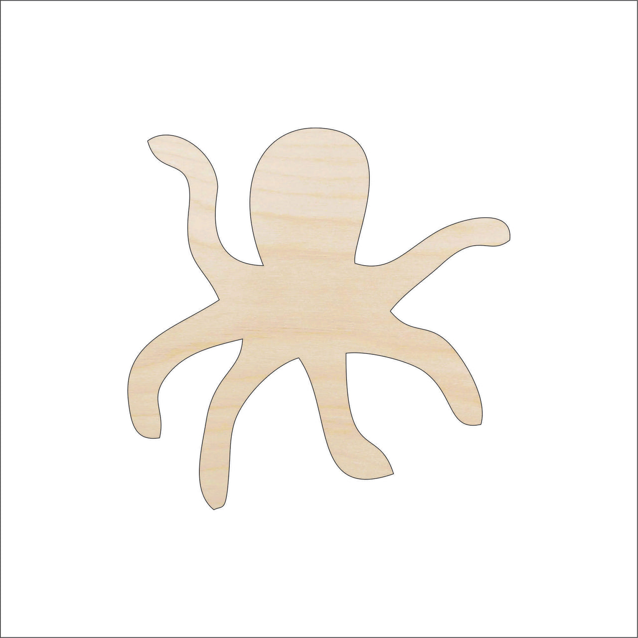 Octopus Wood Craft Shape - Laser Cut Baltic Birch Unfinished DIY Wood Art Supplies SEA46 - The Wood Shape Store