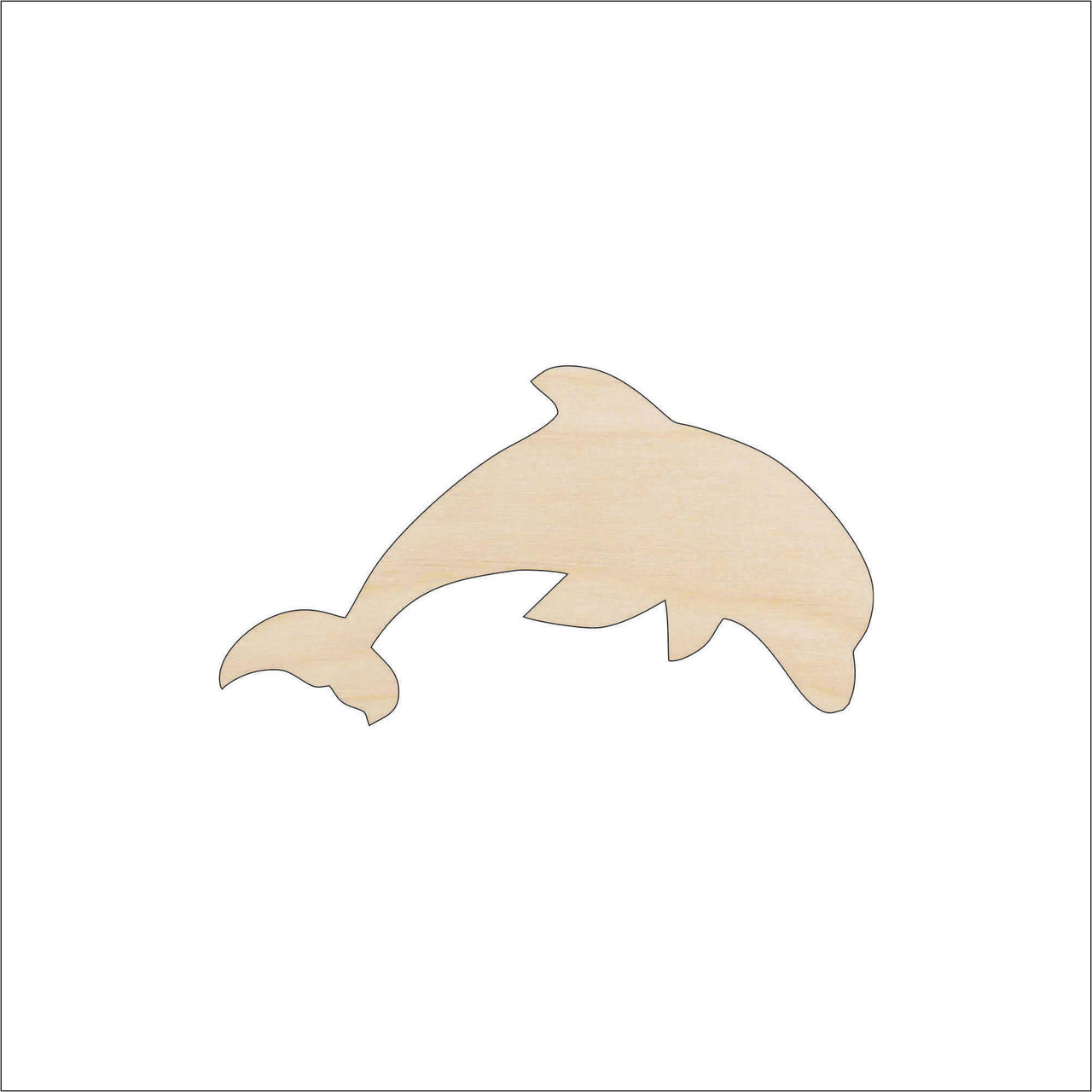 Dolphin Wood Craft Shape - Laser Cut Baltic Birch Unfinished DIY Wood Art Supplies SEA146 - The Wood Shape Store