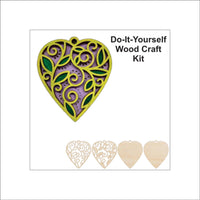 Heart 3D Laser Cut Ornament – Baltic Birch Wood Craft Supplies | DIY Wood Ornament Kit VL1 - The Wood Shape Store
