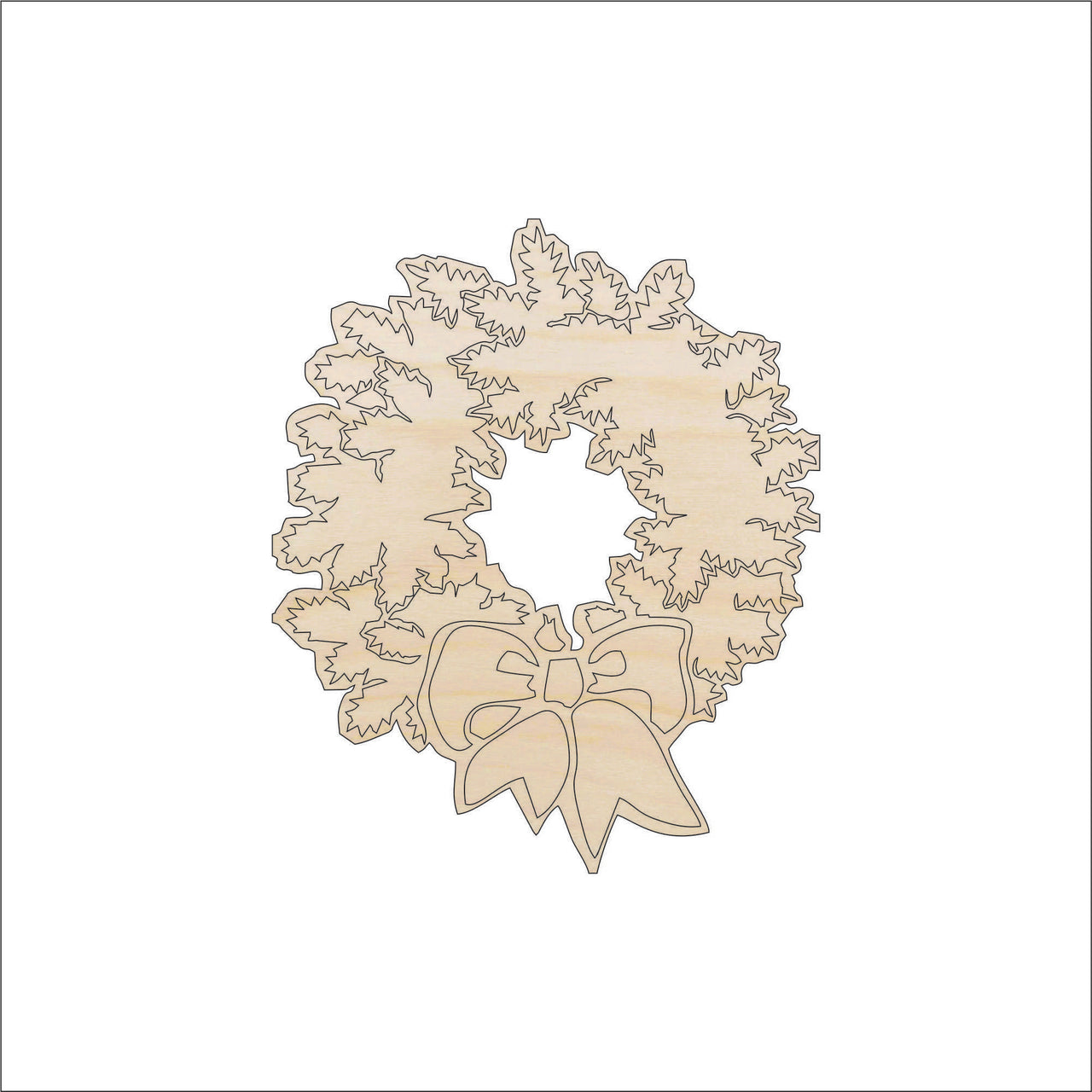 Wreath Wood Craft Shape - Laser Cut Baltic Birch Unfinished DIY Wood Art Supplies XMS40 - The Wood Shape Store