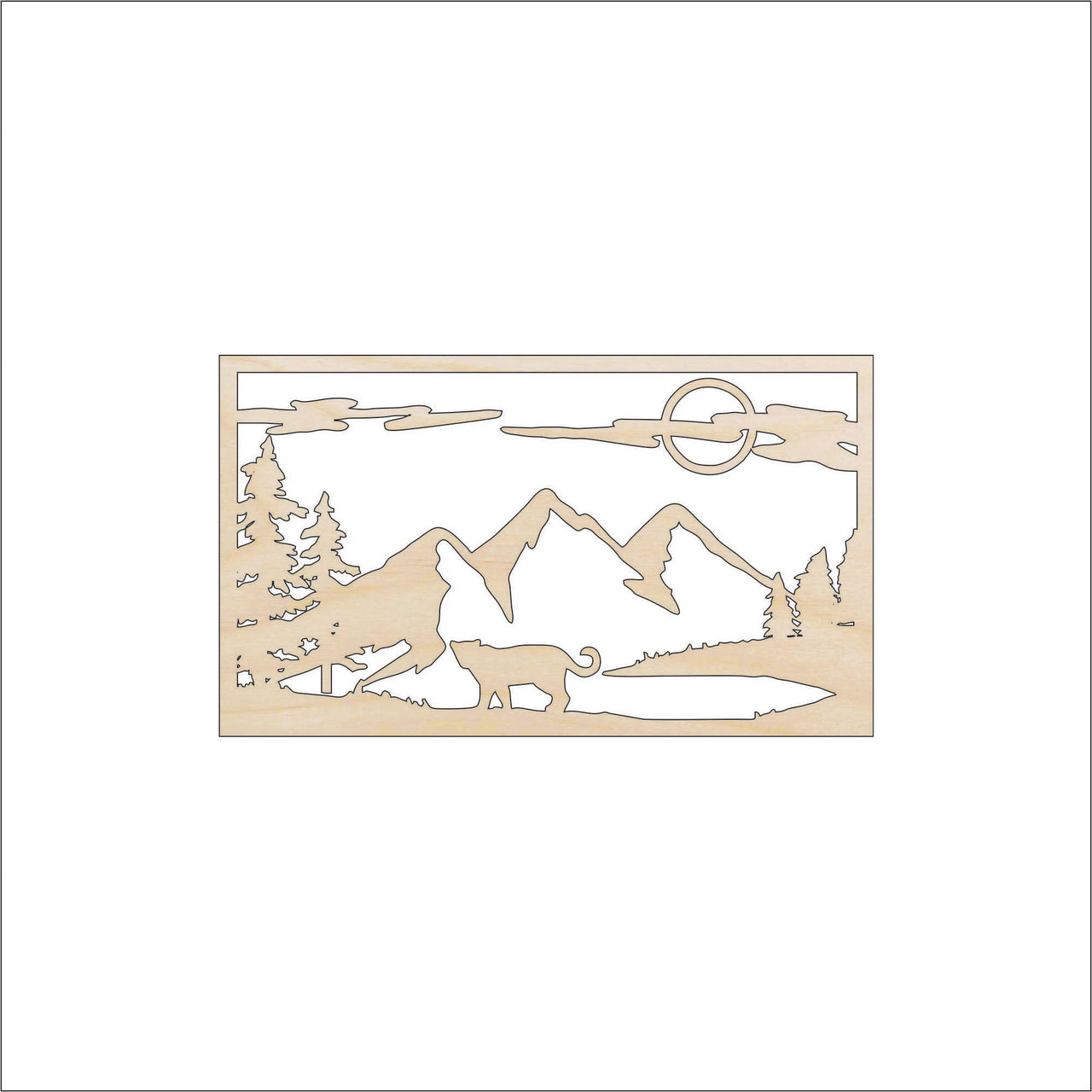 Cat SceneWood Craft Shape - Laser Cut Baltic Birch Unfinished DIY Wood Art Supplies CAT175 - The Wood Shape Store