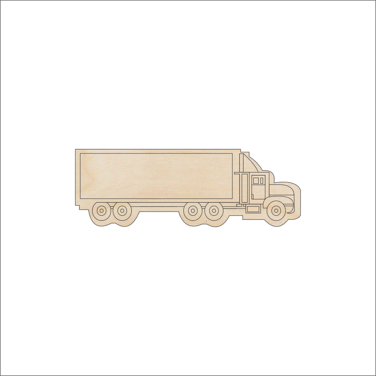 Semi Truck Wood Craft Shape - Laser Cut Baltic Birch Unfinished DIY Wood Art Supplies CAR64 - The Wood Shape Store