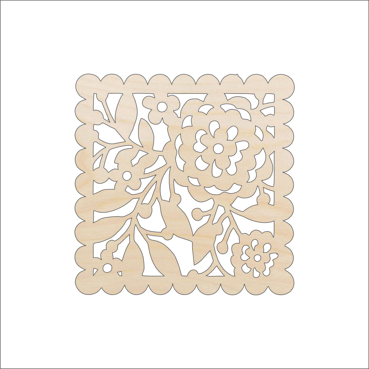 Flower Design Wood Craft Shape - Laser Cut Baltic Birch Unfinished DIY Wood Art Supplies CSTR11 - The Wood Shape Store