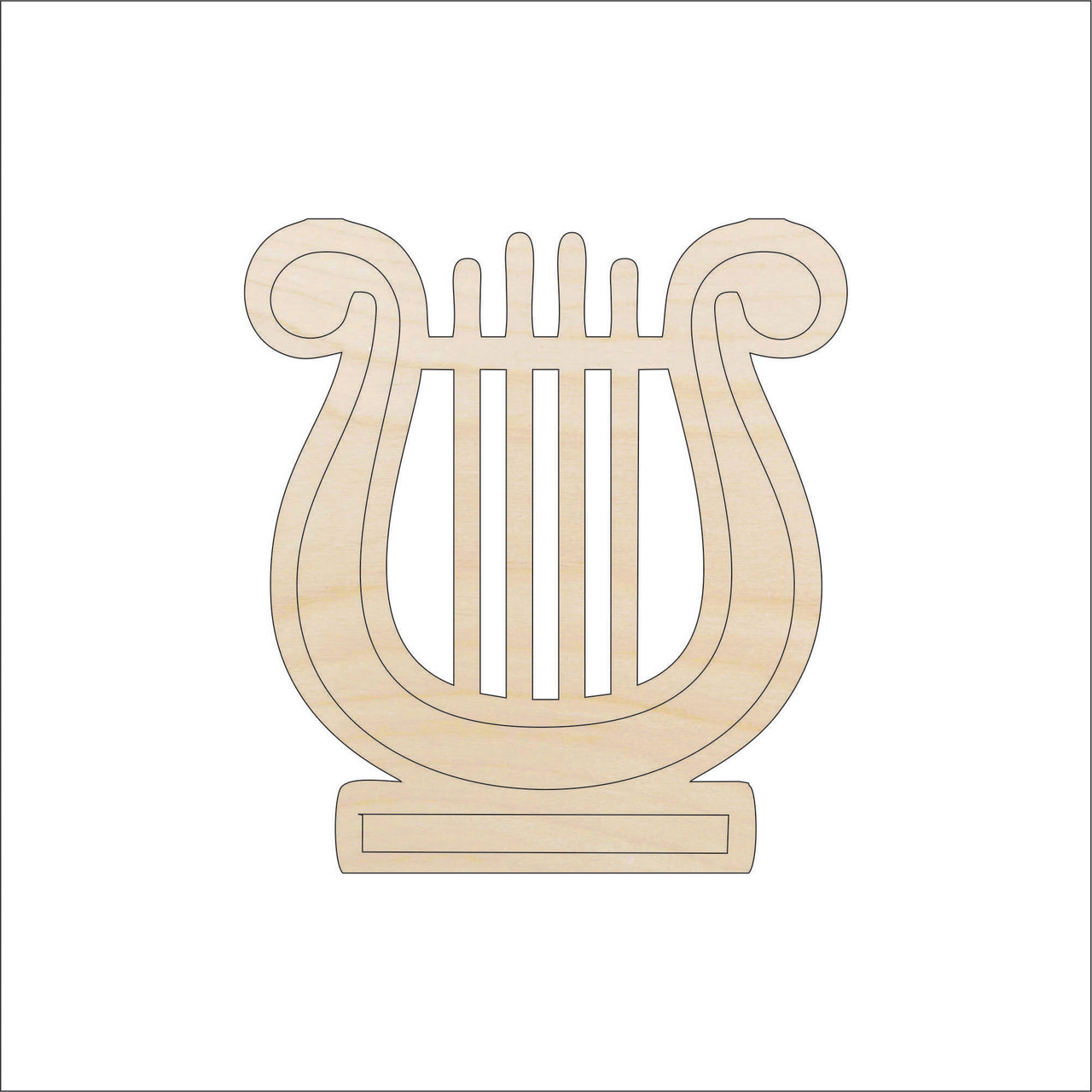 Harp Lyre Wood Craft Shape - Laser Cut Baltic Birch Unfinished DIY Wood Art Supplies MSC7 - The Wood Shape Store