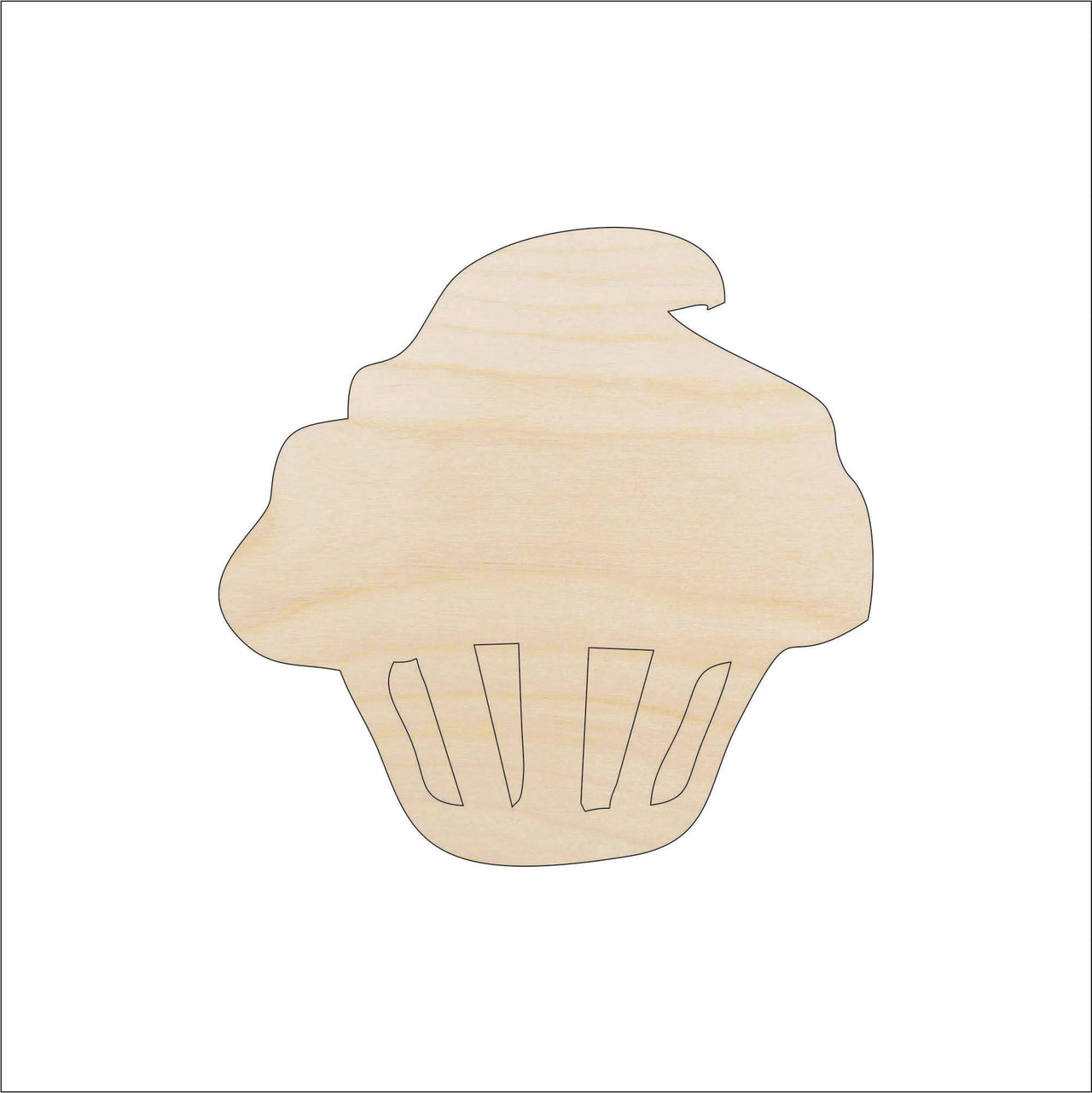 Cupcake Wood Craft Shape - Laser Cut Baltic Birch Unfinished DIY Wood Art Supplies FOD136 - The Wood Shape Store