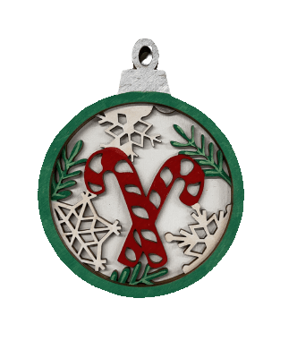 Candy Cane 3D Laser Cut Ornament – Baltic Birch Wood Craft Supplies | DIY Ornament Kit XM27 - The Wood Shape Store