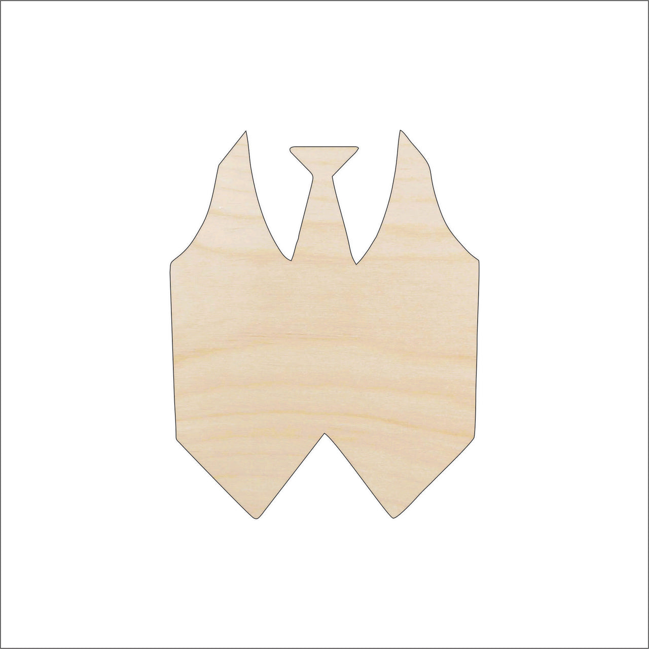 Tie and Vest Wood Craft Shape - Laser Cut Baltic Birch Unfinished DIY Wood Art Supplies CLT17 - The Wood Shape Store