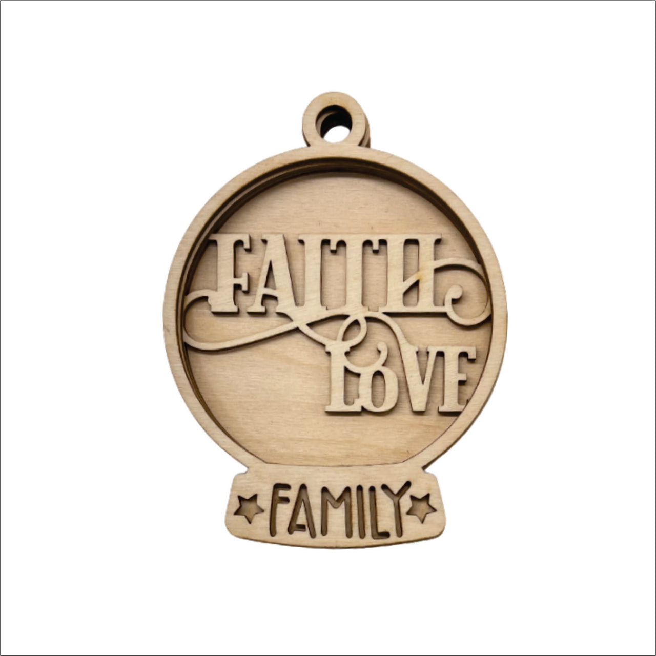 Faith 3D Laser Cut Ornament – Baltic Birch Wood Craft Supplies | DIY Wood Ornament Kit RE22 - The Wood Shape Store