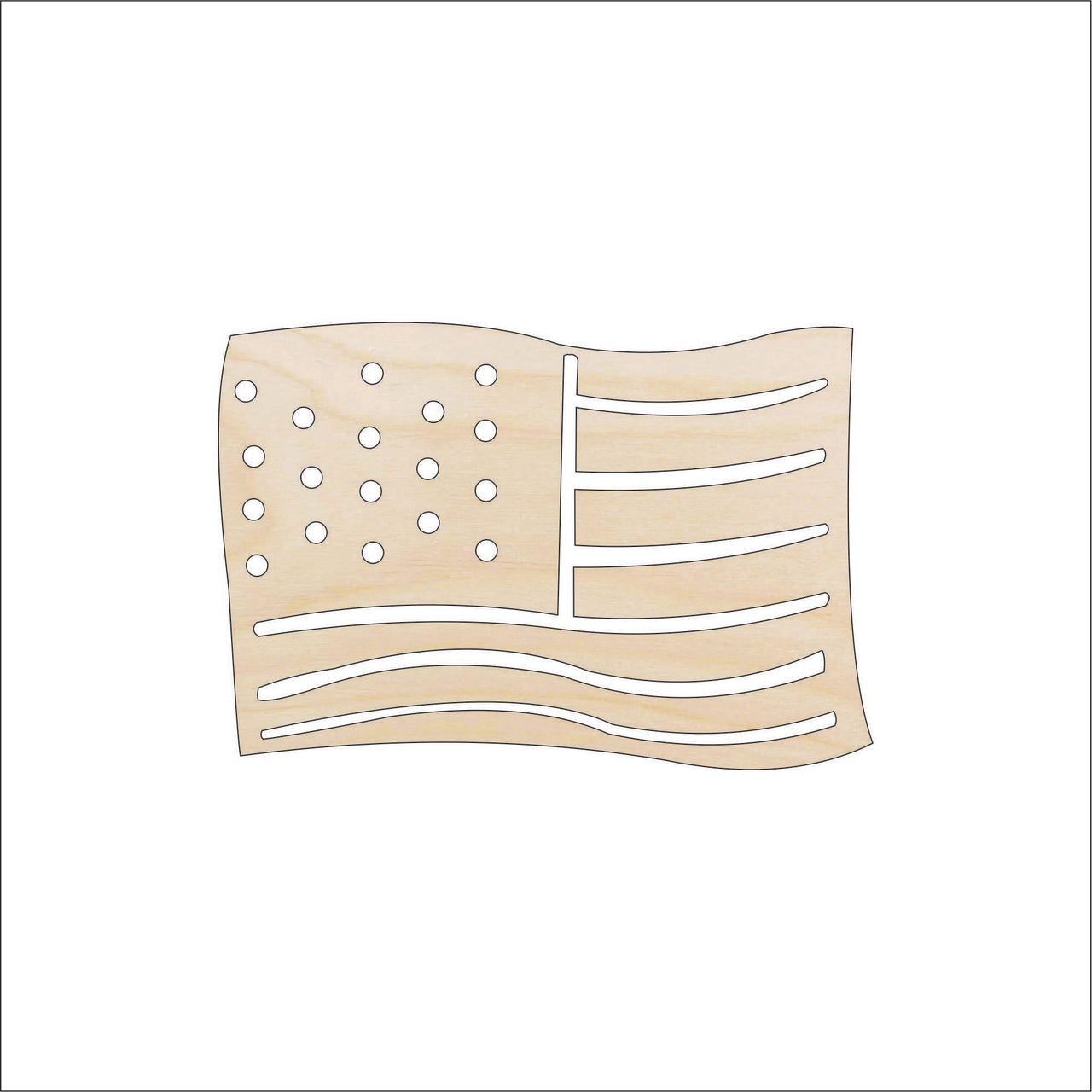American Flag Wood Craft Shape - Laser Cut Baltic Birch Unfinished DIY Wood Art Supplies USA44 - The Wood Shape Store