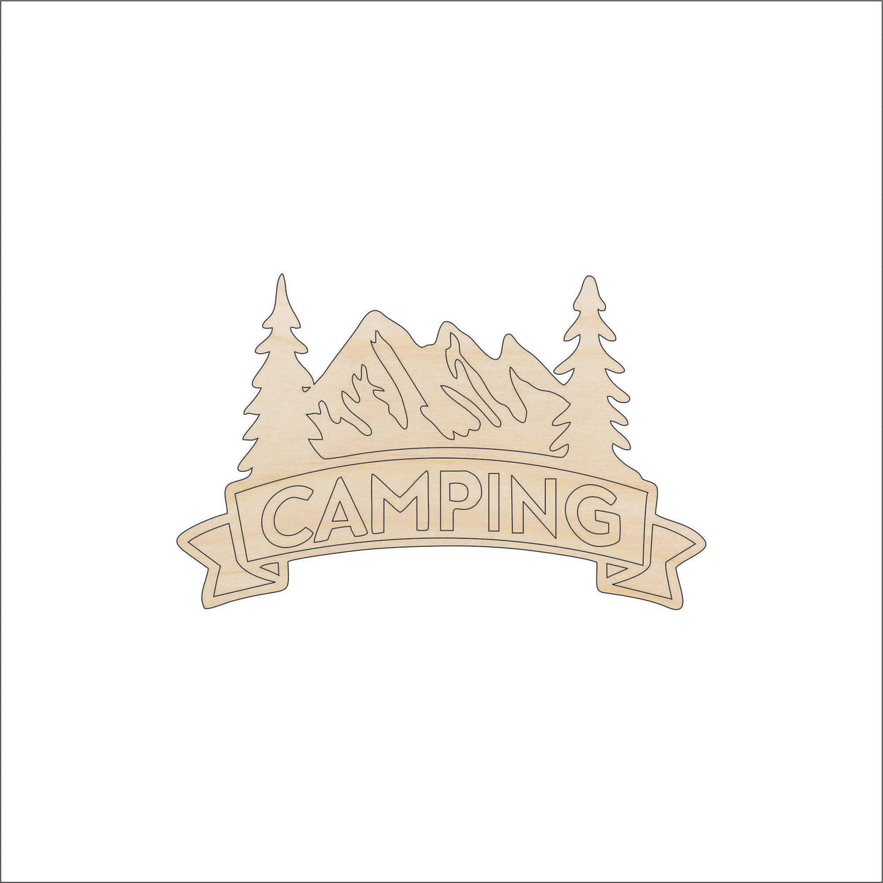 Camping Sign Wood Craft Shape - Laser Cut Baltic Birch Unfinished DIY Wood Art Supplies TRP65 - The Wood Shape Store