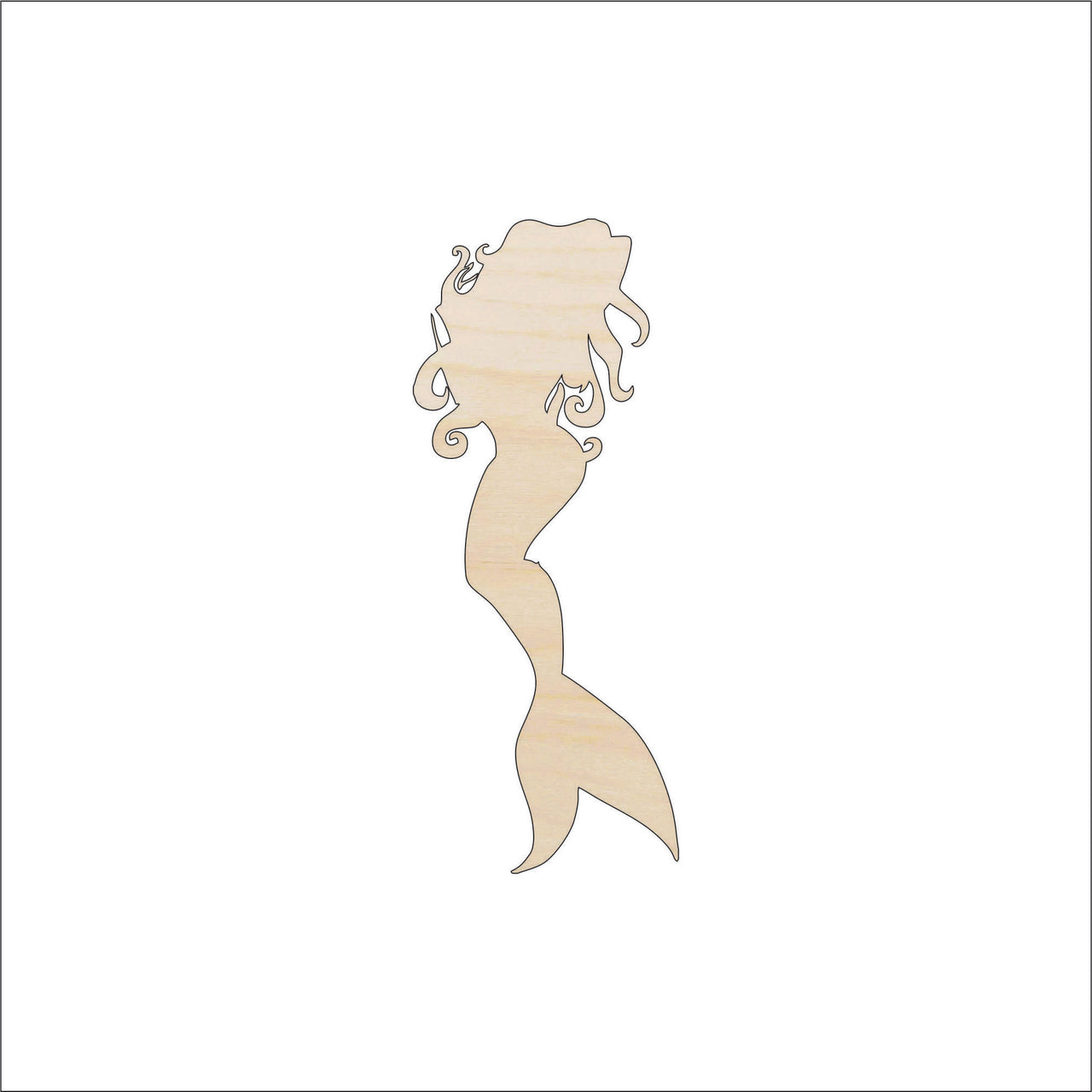 Mermaid Wood Craft Shape - Laser Cut Baltic Birch Unfinished DIY Wood Art Supplies MYTH119 - The Wood Shape Store