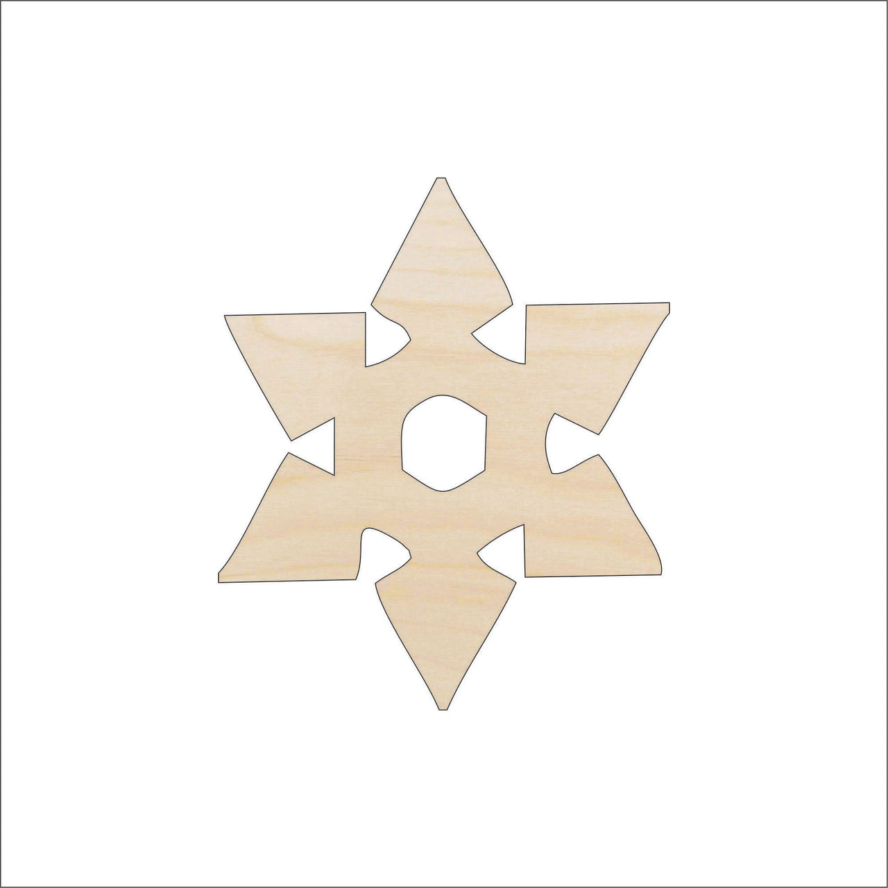 Snowflake Wood Craft Shape - Laser Cut Baltic Birch Unfinished DIY Wood Art Supplies SNW65 - The Wood Shape Store