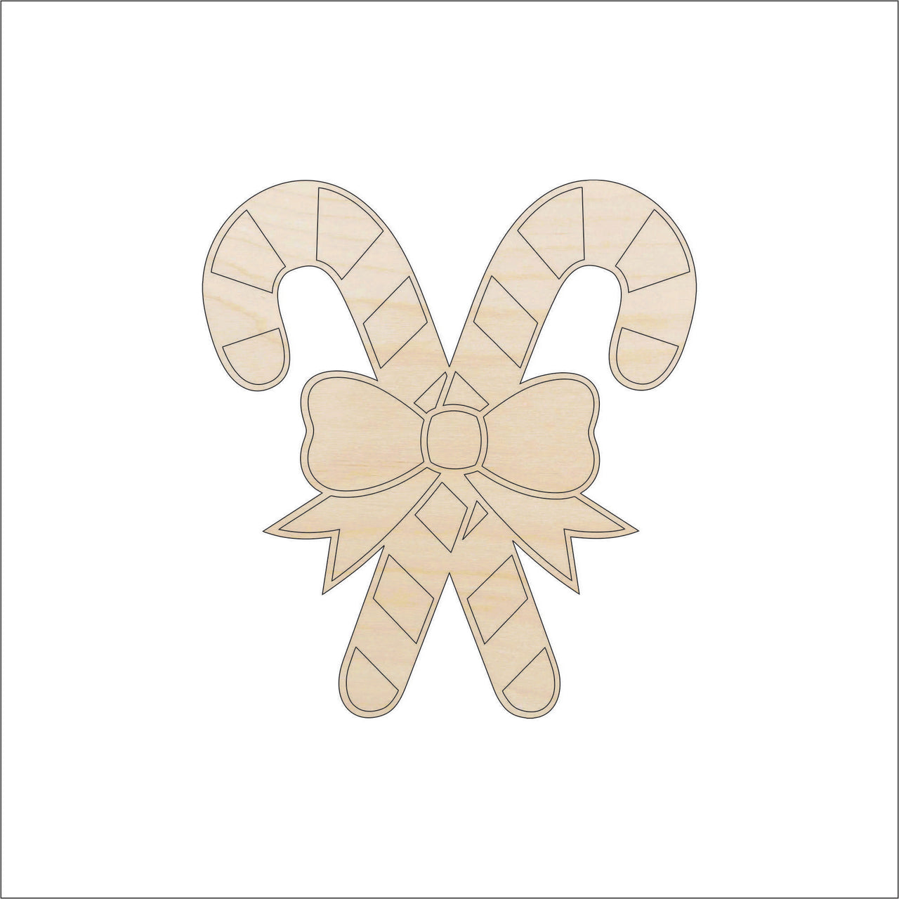 Candy Canes Wood Craft Shape - Laser Cut Baltic Birch Unfinished DIY Wood Art Supplies XMS164 - The Wood Shape Store