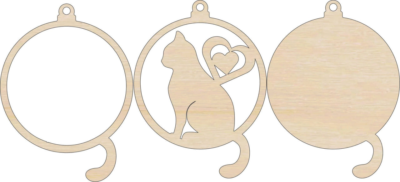 Cat 3D Laser Cut Ornament – Baltic Birch Wood Craft Supplies | DIY Wood Ornament Kit AN9 - The Wood Shape Store