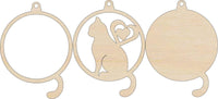 Cat 3D Laser Cut Ornament – Baltic Birch Wood Craft Supplies | DIY Wood Ornament Kit AN9 - The Wood Shape Store