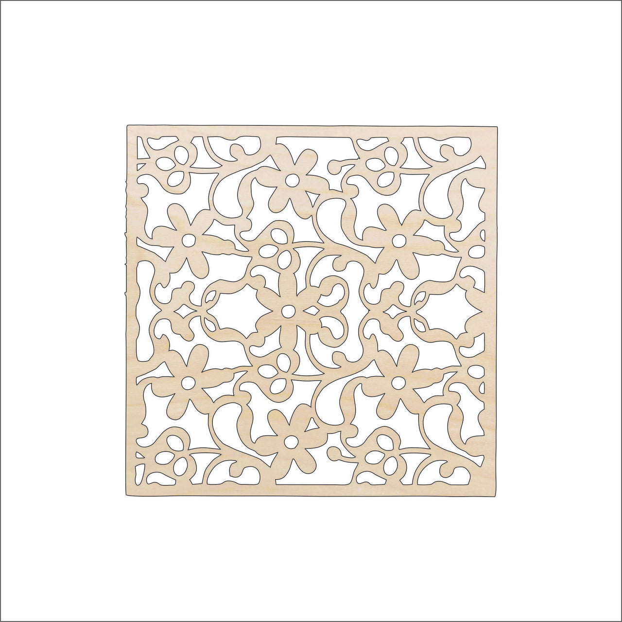 Flower Design Wood Craft Shape - Laser Cut Baltic Birch Unfinished DIY Wood Art Supplies CSTR10 - The Wood Shape Store